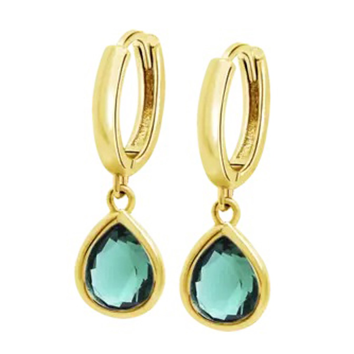 Créoles Lotus Silver argent doré goutte verte