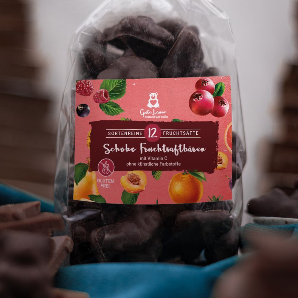 naschlabor Fruchtgummis Fruchtsaftbären mit Zartbitterschokolade