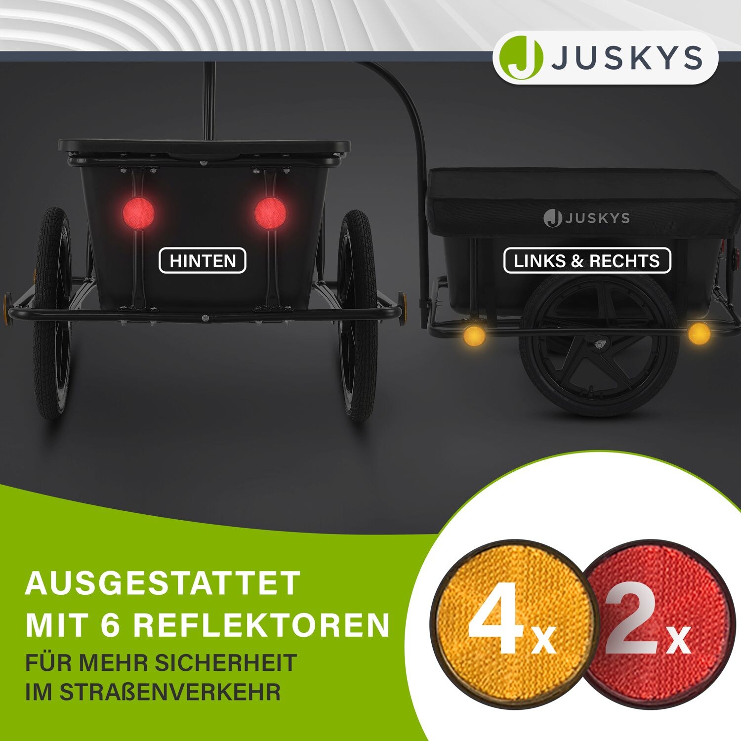 Juskys Transportanhänger Fahrradanhänger 90 Liter - Lastenanhänger mit Kupplung, Deichsel & Plane