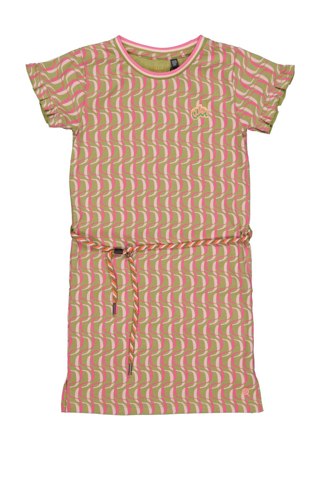 Quapi gestreepte T-shirtjurk BABETTE2 lichtroze/donkerroze/groen