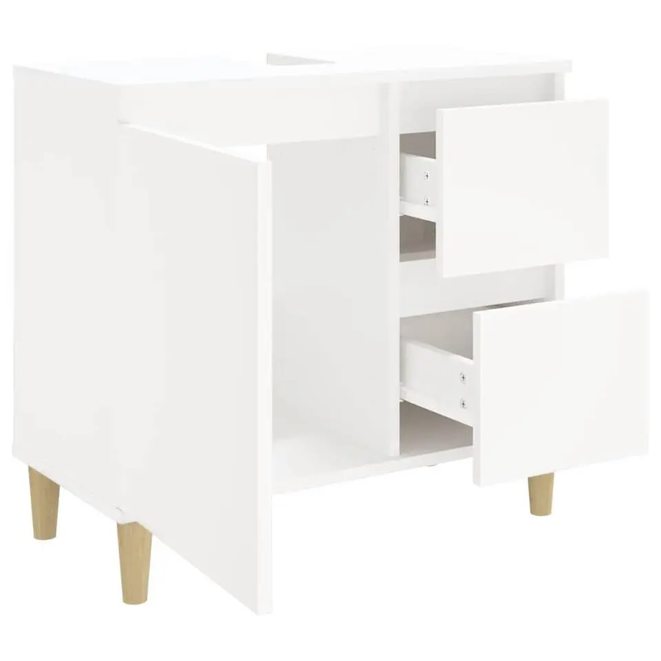 vidaXL - Wastafelonderkast met 1 deur 2 lades - Wit - Hout - 65x33x60 cm