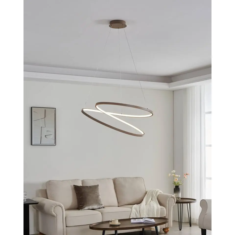 EGLO Ruotale Hanglamp - LED - Ø 70 cm - Zandkleur/Beige/Wit