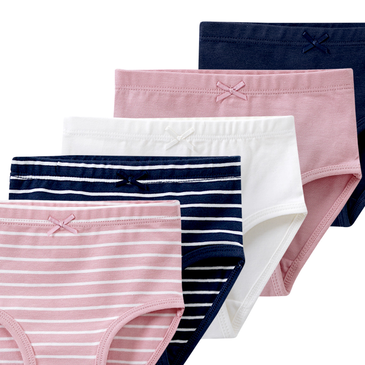 Famy 5 Baby Slips aus Bio-Baumwolle rosa / dunkelblau / weiss