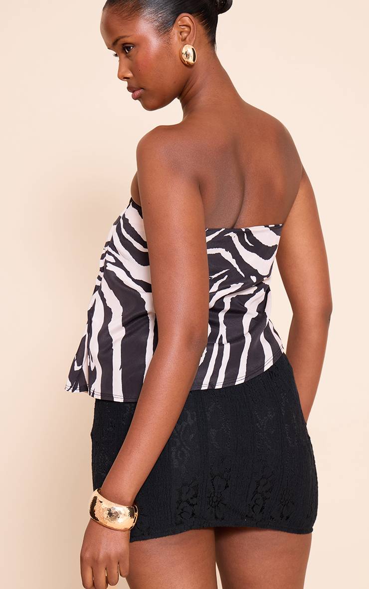 Noir Haut Bandeau En Mousseline Imprimé Zèbre