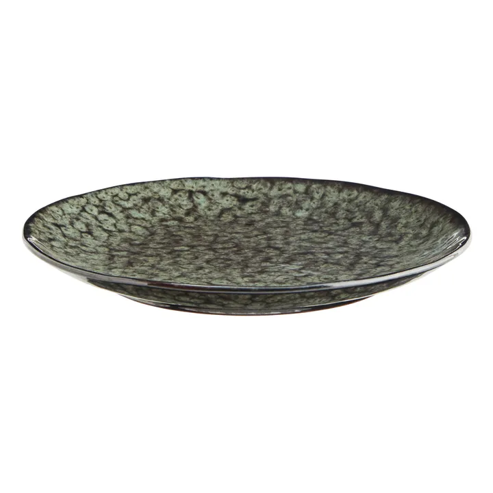 Madam Stoltz Assiette en grès | Vert foncé