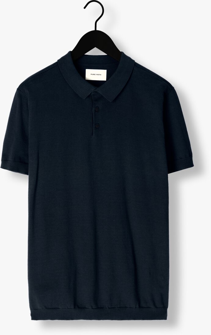 PURE PATH donkerblauwe pure path polo knit polo with chestprint