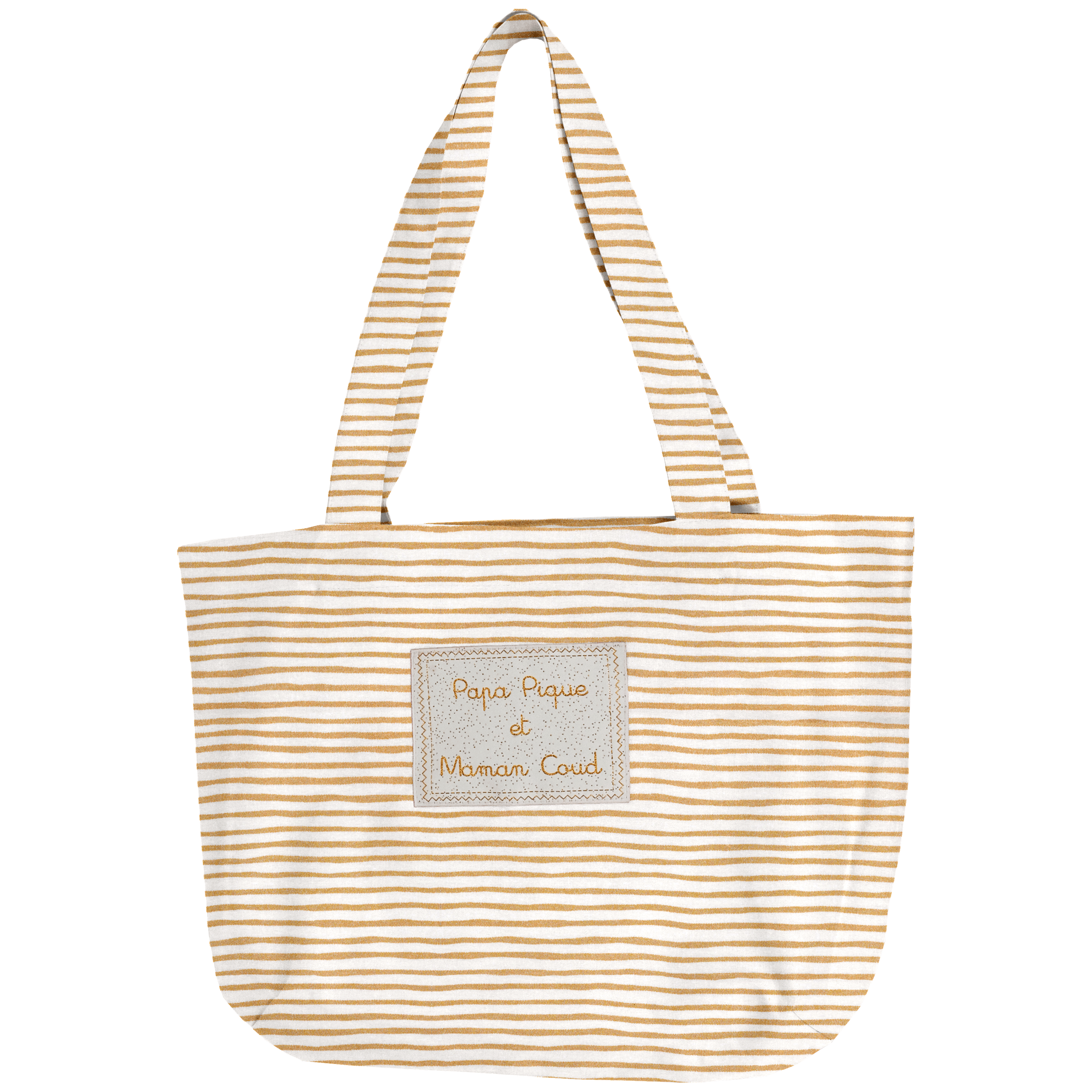 Sac Tote Bag Pliable Rayé Or Blanc