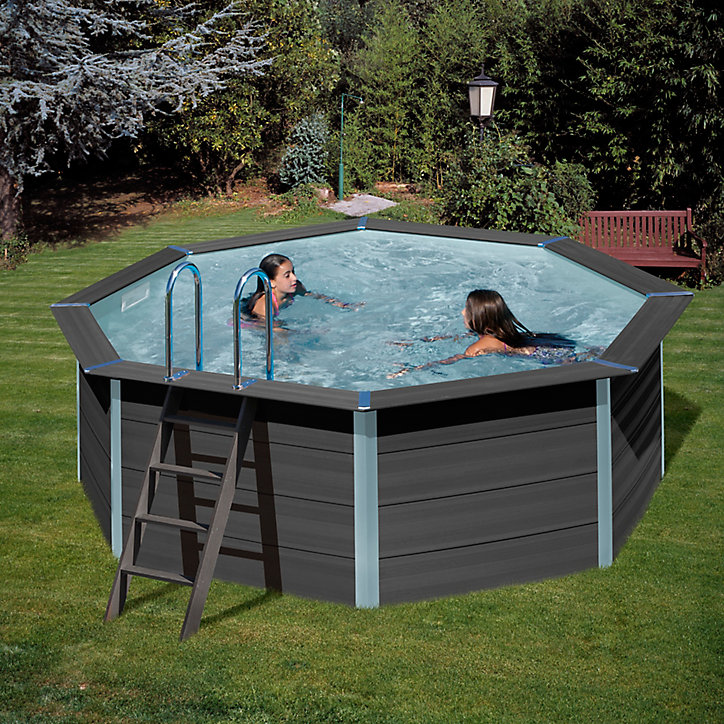 Piscine hors sol composite gris Gré ø4,10 x h.1,24 m