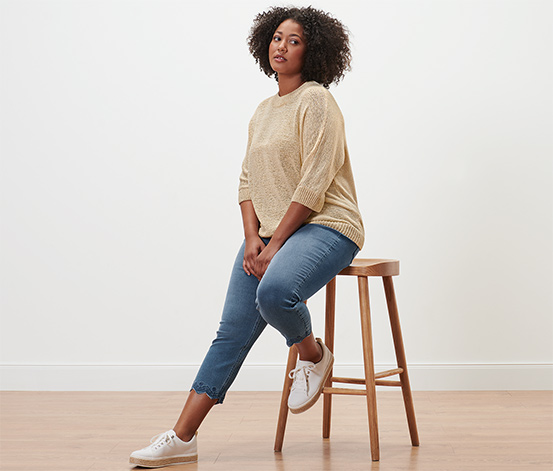 7/8-Treggings mit Lochstickerei