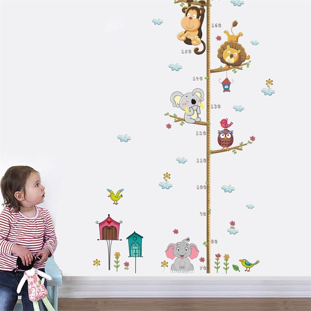 (70-170cm) Wandtattoo Kinderzimmer Aufkleber Wachstum Diagramm Deko Wandsticker - Zoo Tiere