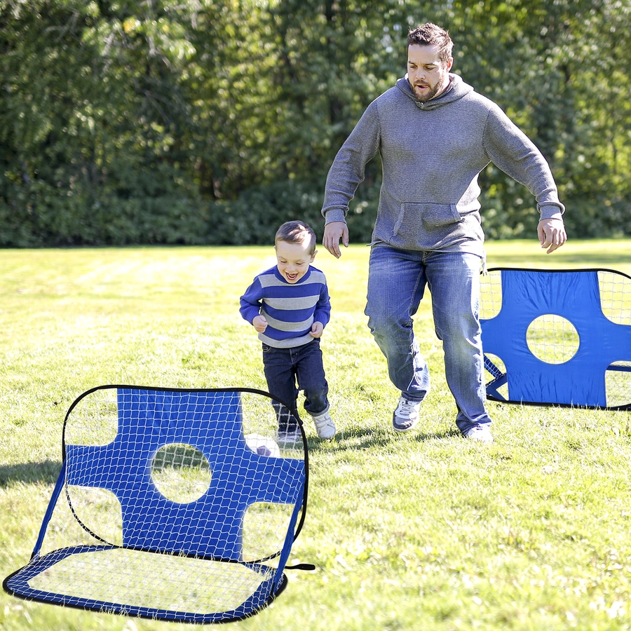 HOMCOM Fußballtor im 2er Set blau