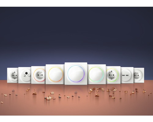 Fibaro Walli Dimmer met repeaterfunctie voor het dimmen van bestaande verlichting, wit - Compatibel met SMART HOME van hornbach