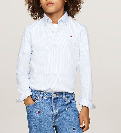 Tommy Hilfiger Skjorte - Allover Regular - Breezy Blue Stripes