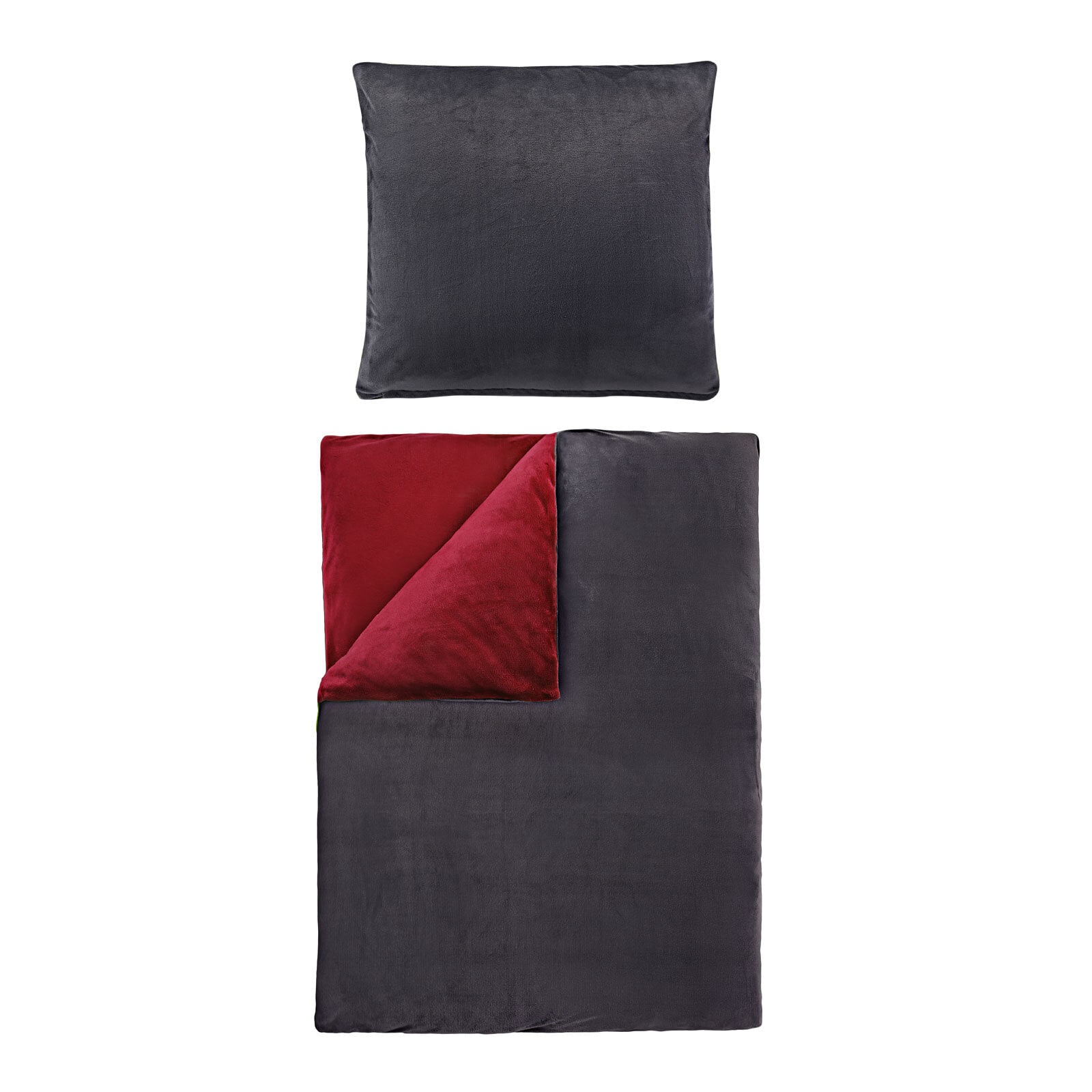 Wende-Bettwäsche Cashmere-Like 135x200 cm Rot/Anthrazit