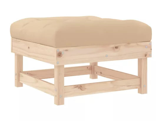 Repose-pied de jardin avec coussin bois de pin massif