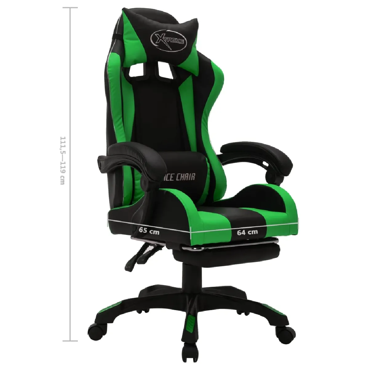 VIDAXL LED Vert/Noir Similicuir