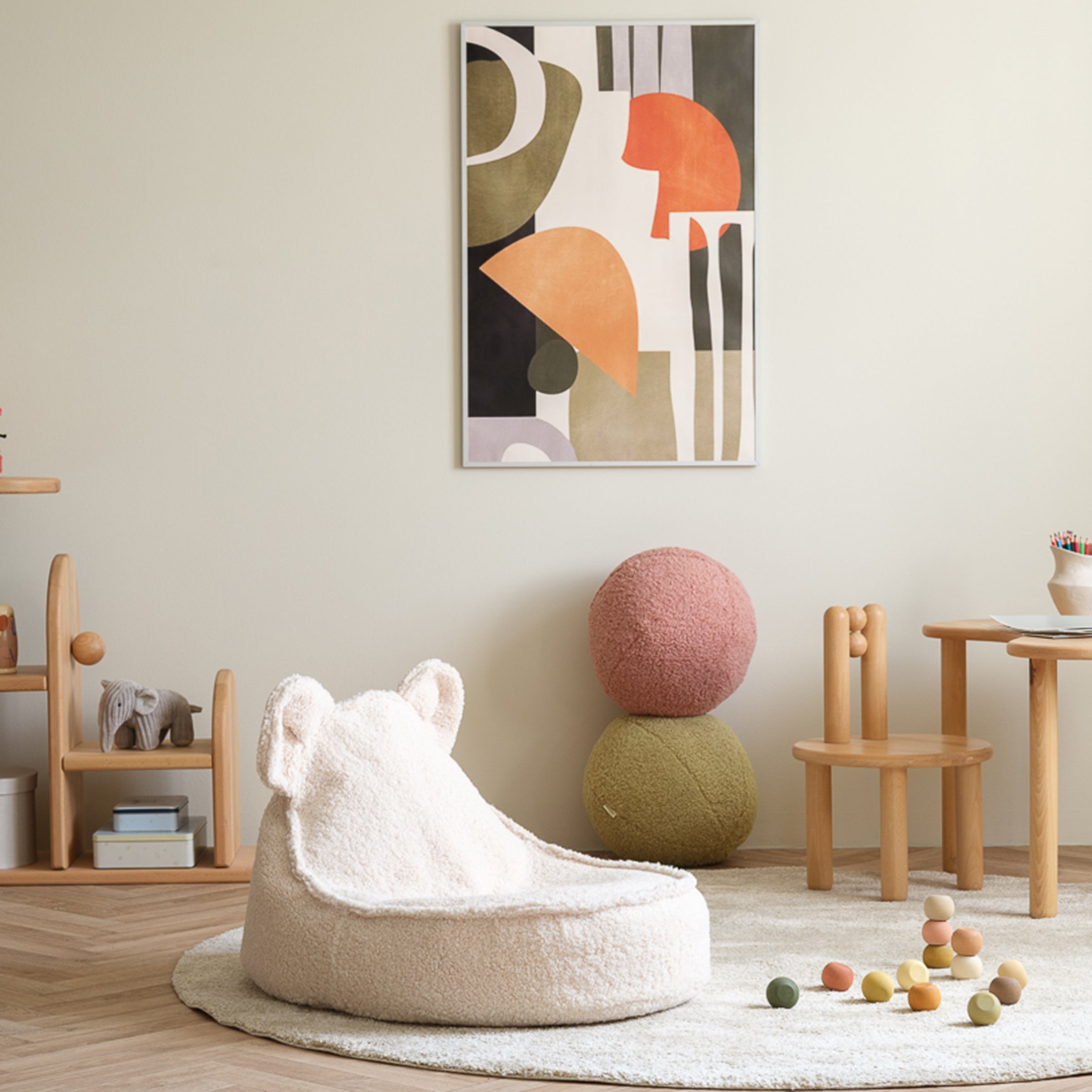 Wigiwama Sitzsack Teddy und Ottoman Set Cream White