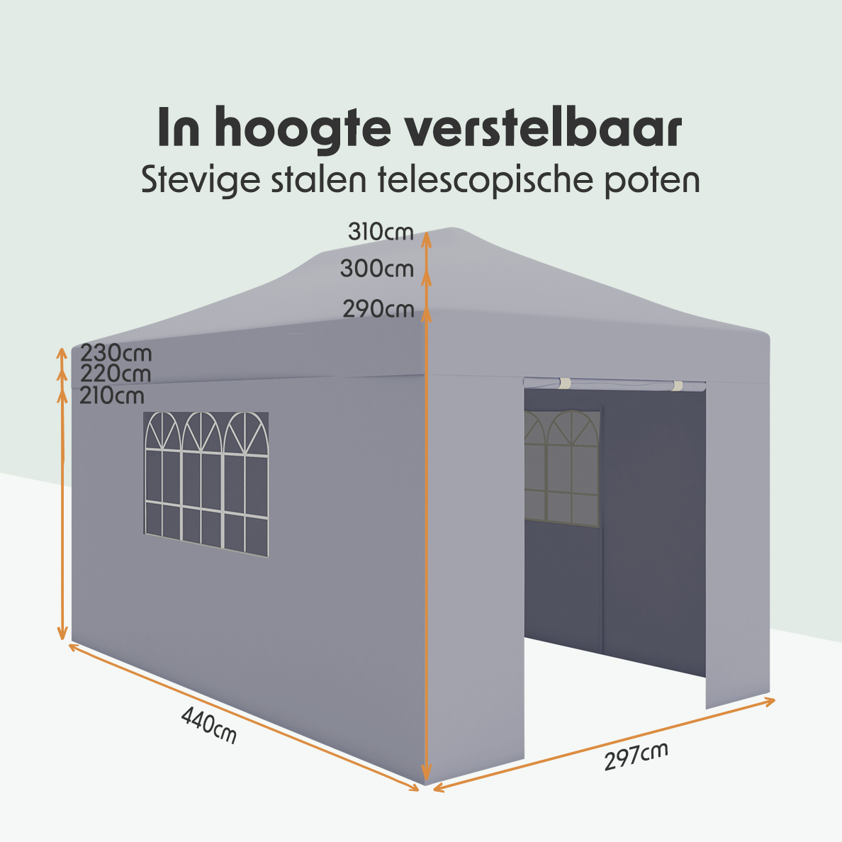 LifeGoods 3 x 6 meter partytent met zijwanden- Dark Grey