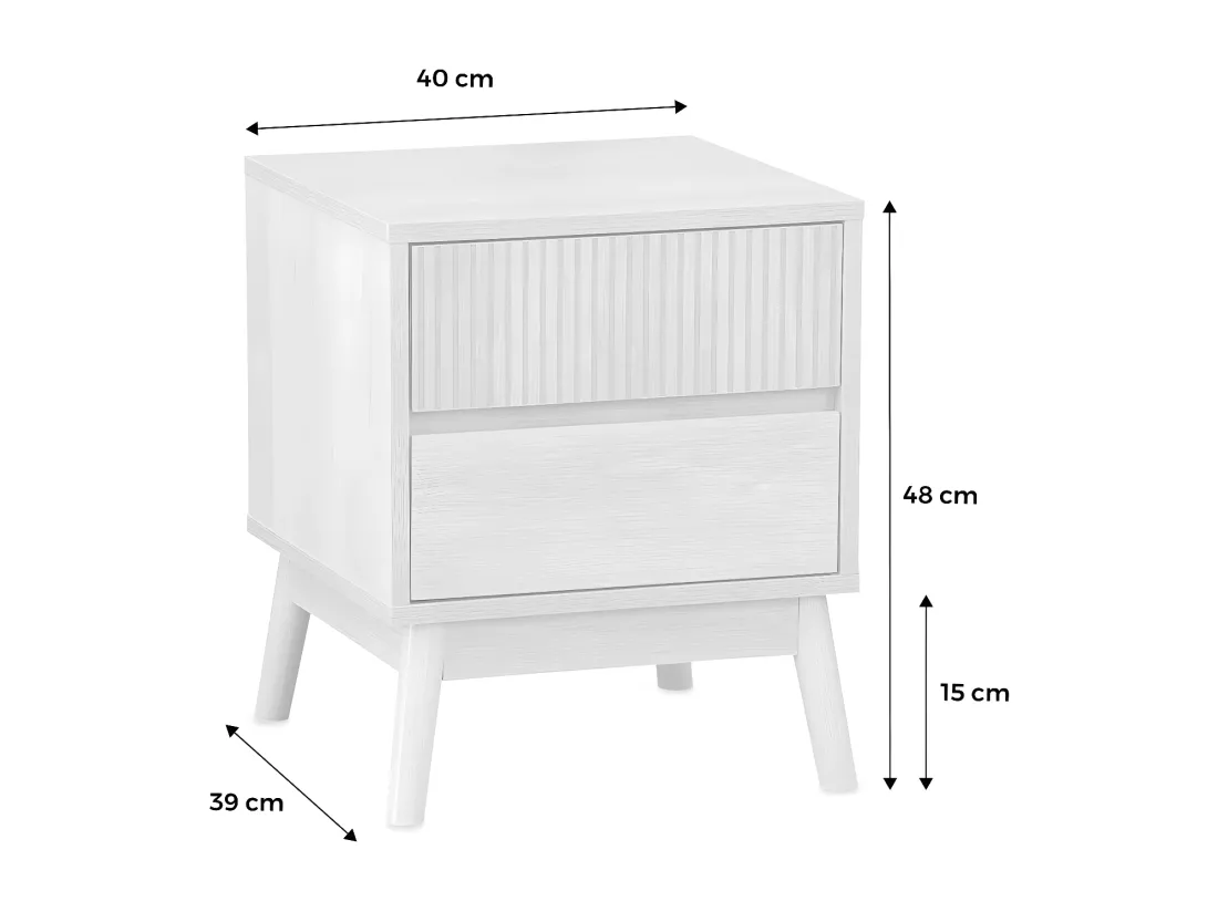 Lot de 2 tables de chevet deux tiroirs. décor bois et piétement en pin - Linear