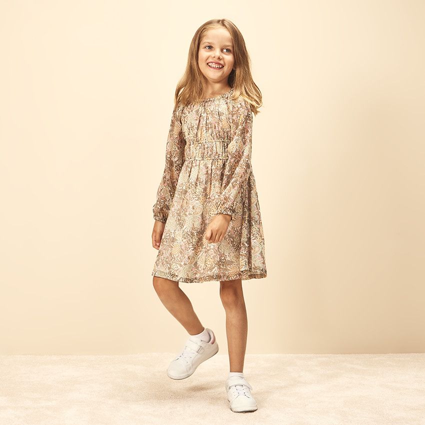 Robe en polyester imprimé fantaisie pour fille - Vert