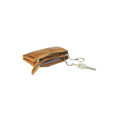 Porte-monnaie double cuir avec pochette cartes Savannah - cognac - label M
