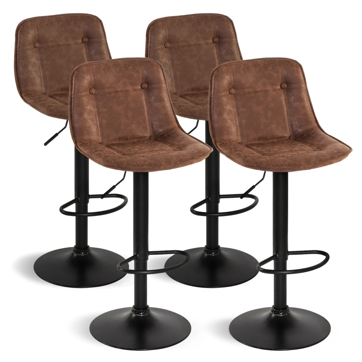 Lot de 4 tabourets de bar DENVER marron vintage