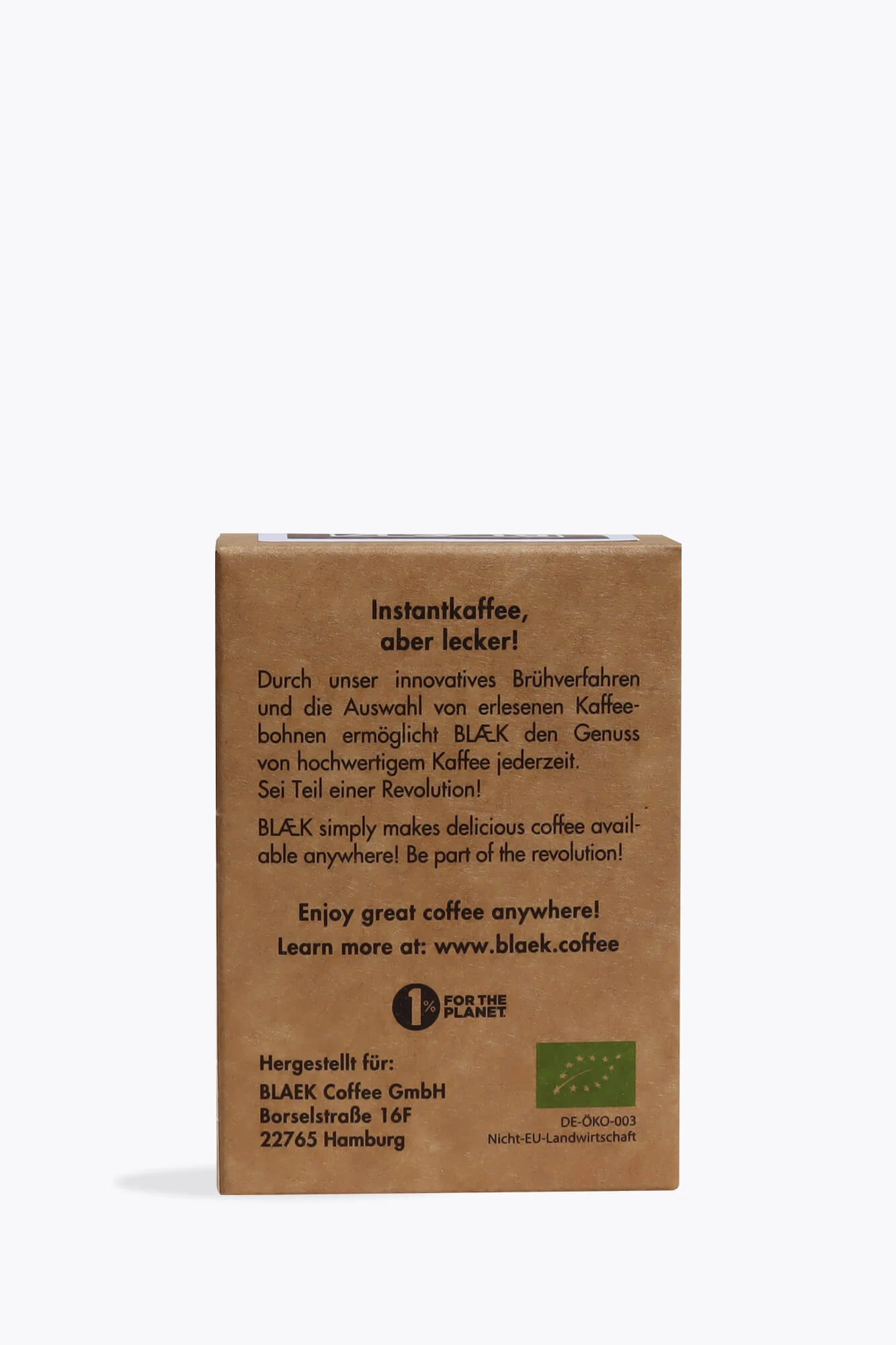 BLÆK Organic Instant Coffee No. 3 Dark Blend 21g