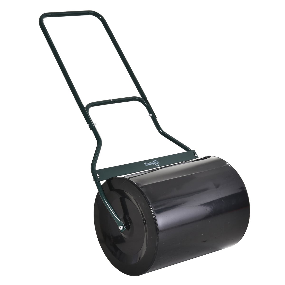 Outsunny gazonrol met U-greep, tuinrol, 40 cm diameter, 60 L water/zandvulling, 57 x 40 x 123 cm, metaal, zwart