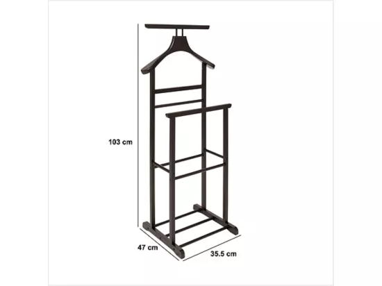 Valet de nuit , valet de chambre double en bois coloris noir - Longueur 47 x Profondeur 35 x Hauteur 103 cm