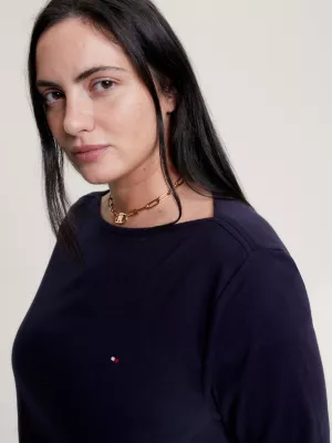 Blusa de gola canoa em malha canelada Curve