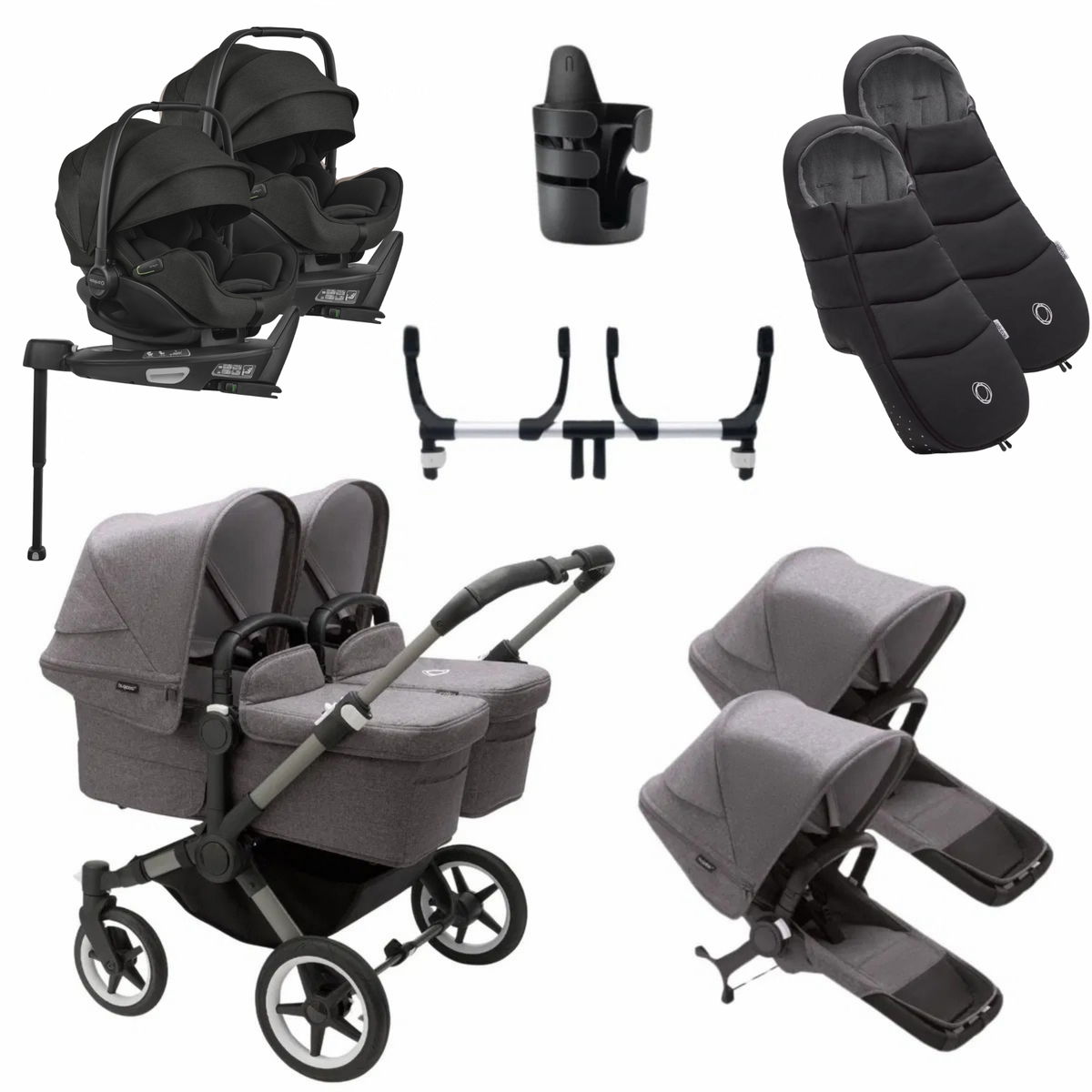 bugaboobugaboo   Donkey 5 Twin Ultimate Bundle graphite/grey melange