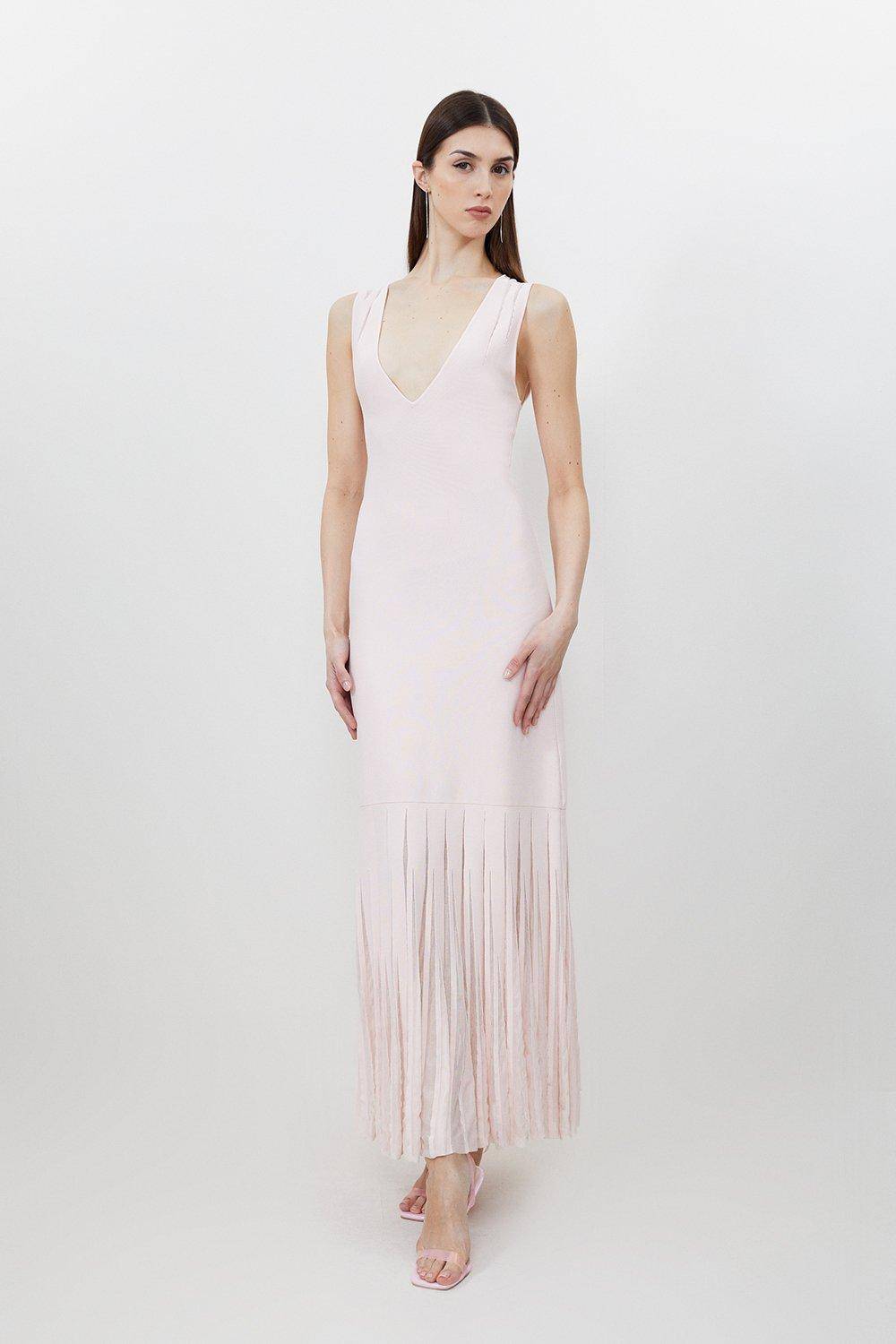 KarenMillen Robe longue en maille maxi à jupe transparente en mélange de viscose