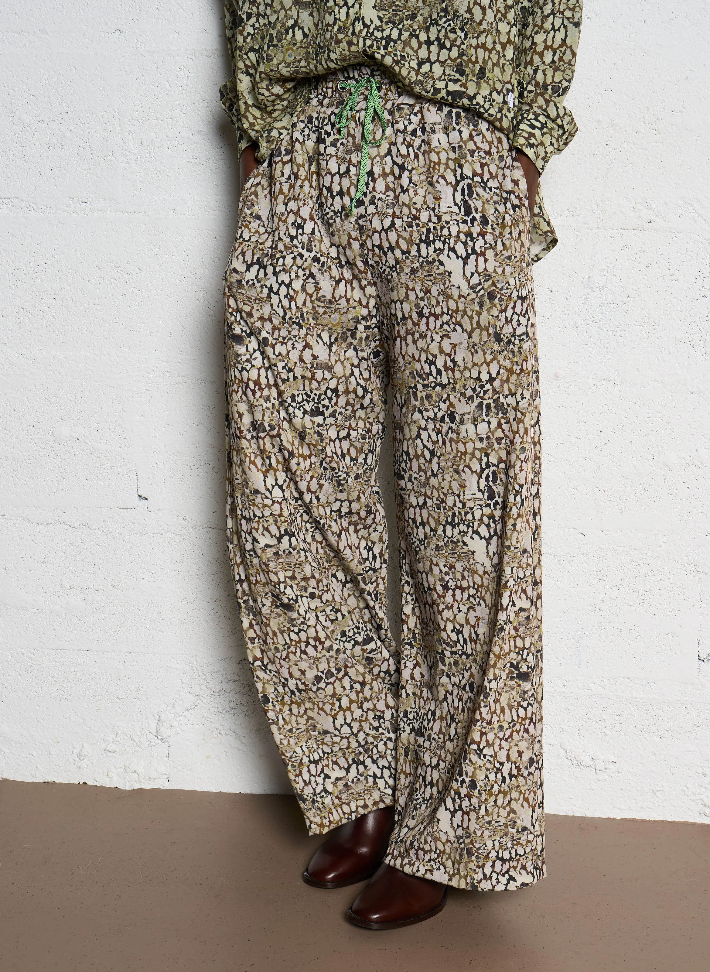 Pantalon palazzo imprimé | Vert