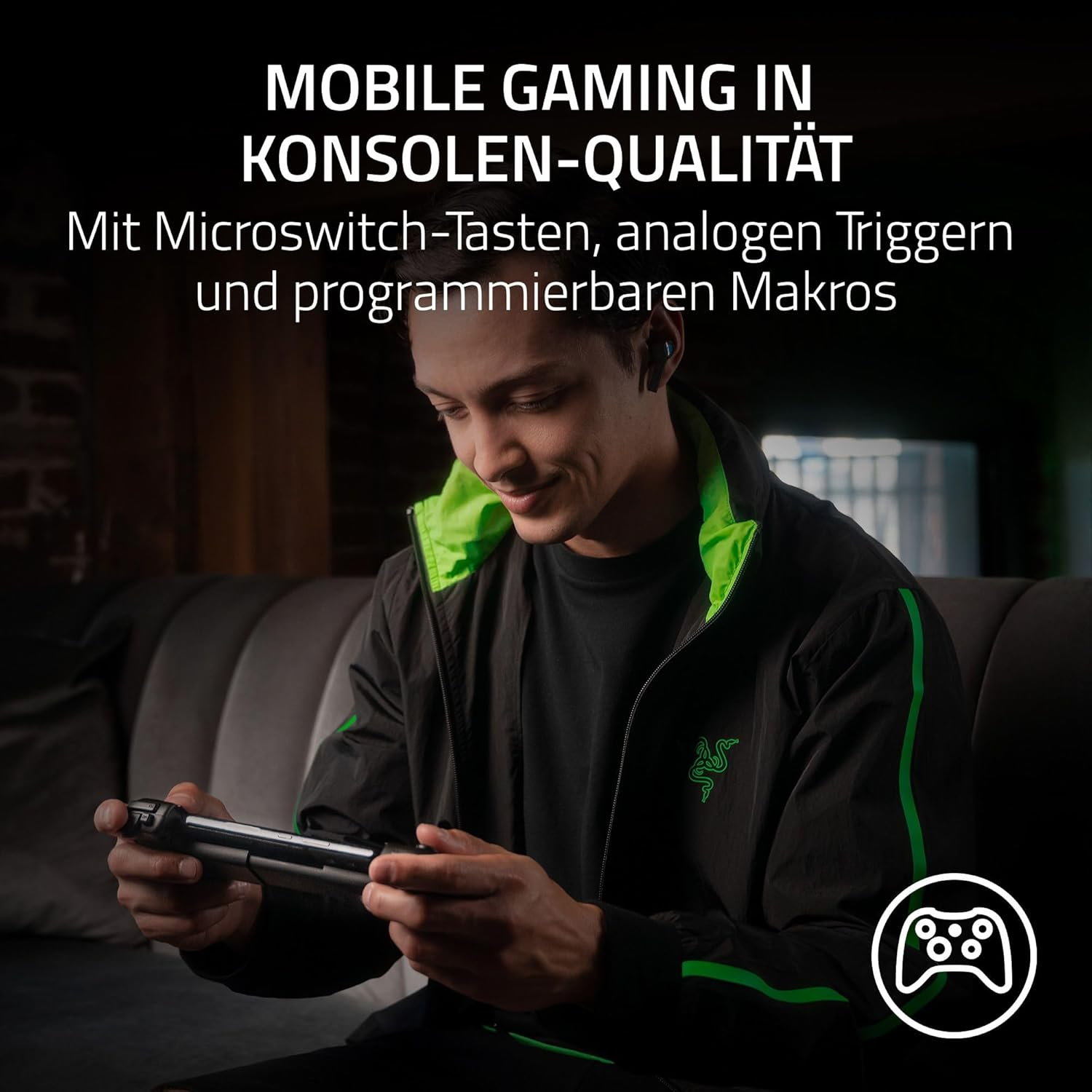 Kishi V2 Mobile Gamepad Gaming Controller für Smartphones mit USB C bis 170mm iOS/Android (RZ06-05110100-R3M1) - Schwarz