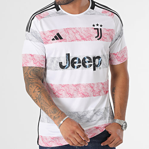 Maillot A Bandes Juventus HR8255 Blanc Rouge Gris