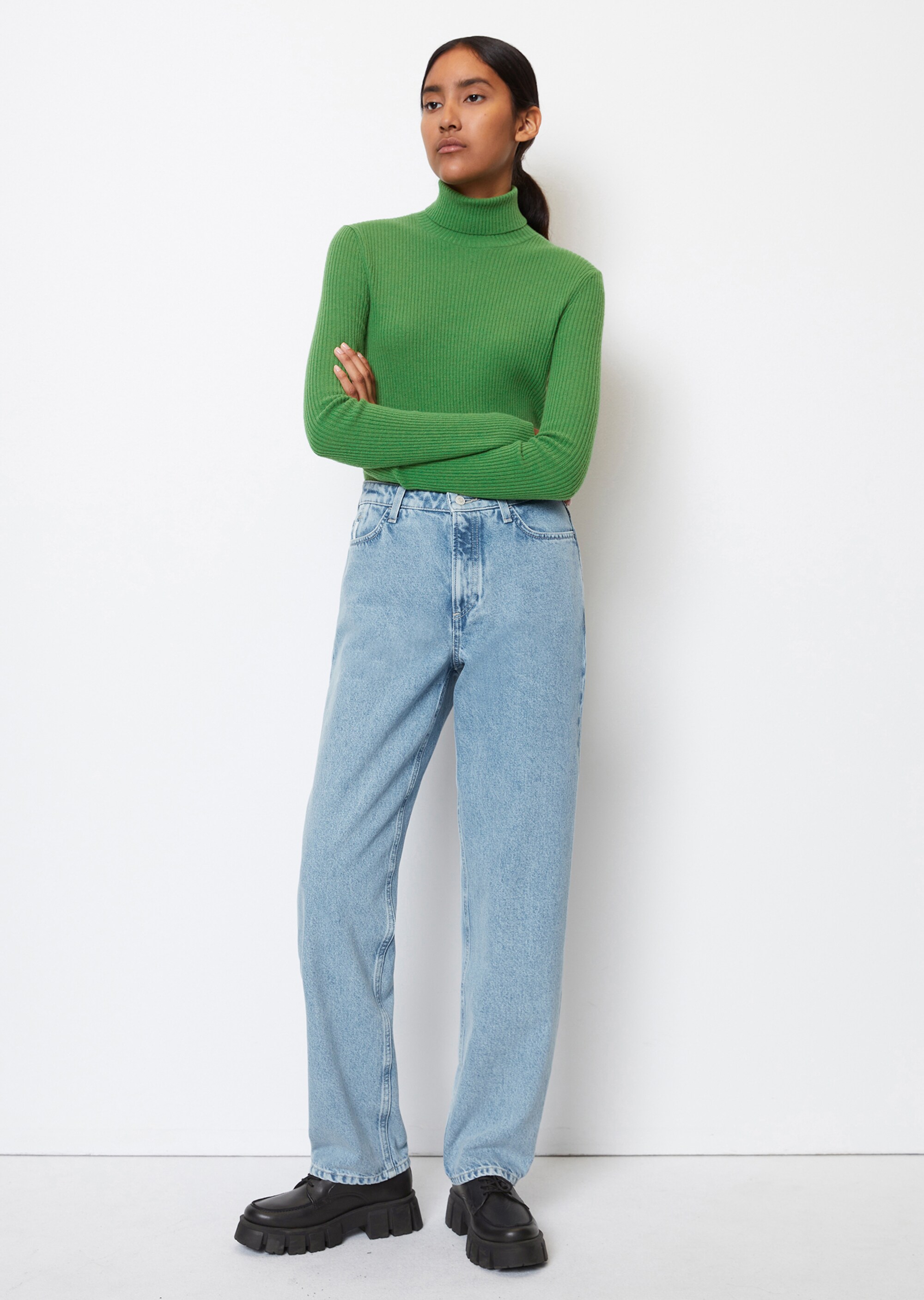 Rollkragenpullover shapedim soften Rippstrick