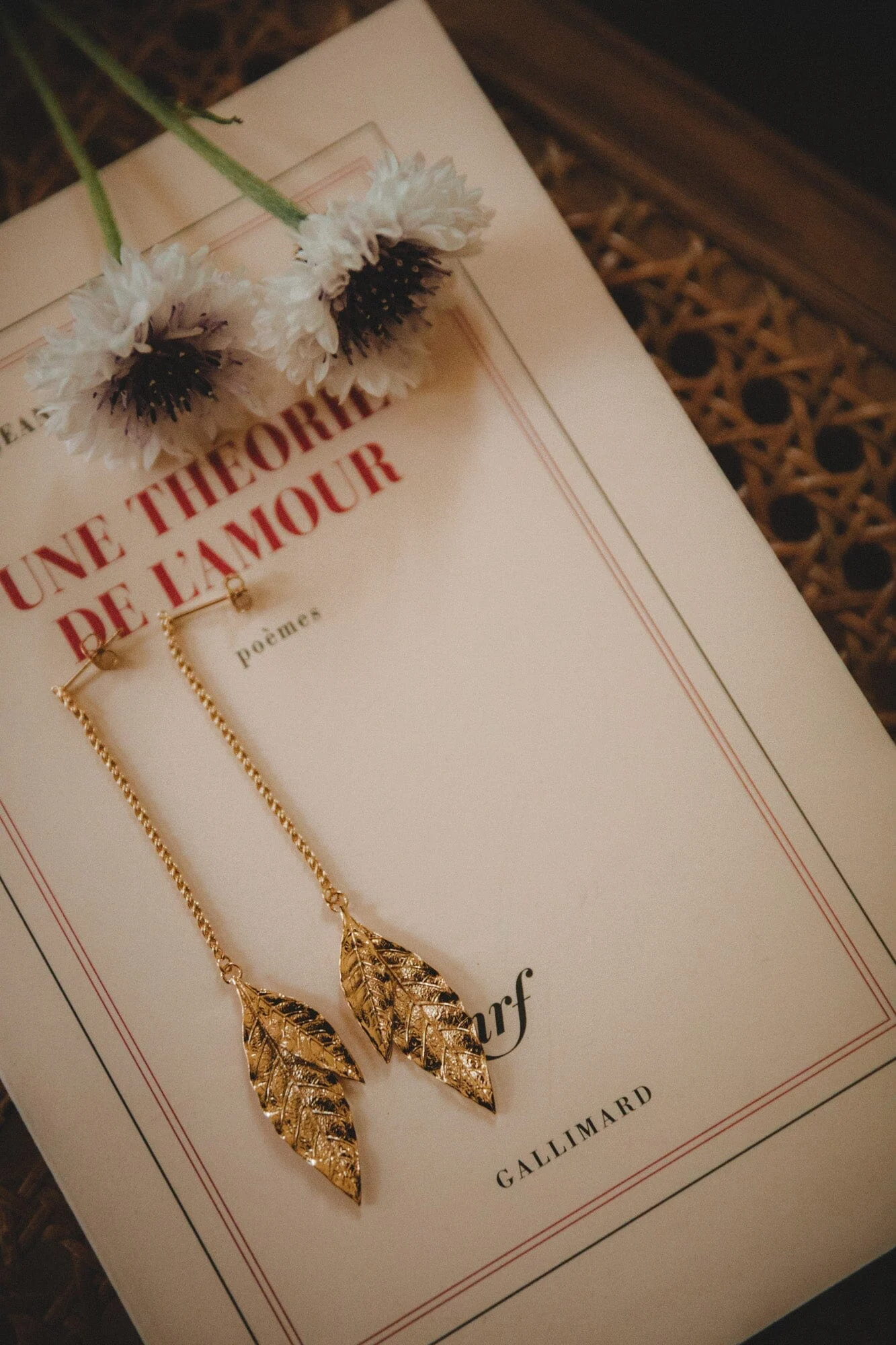 THALIE - Boucles d'oreilles pendantes feuilles plaqué argent | Doré