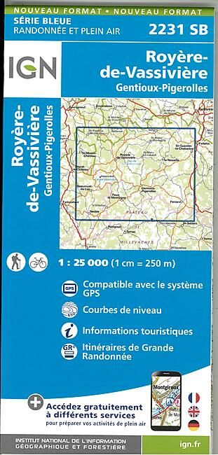 IGN - 2231 SB ROYERE DE VASSIVIERE 1 25 000
