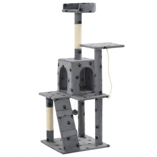 Arranhador de sisal para gatos com pegadas, cinza