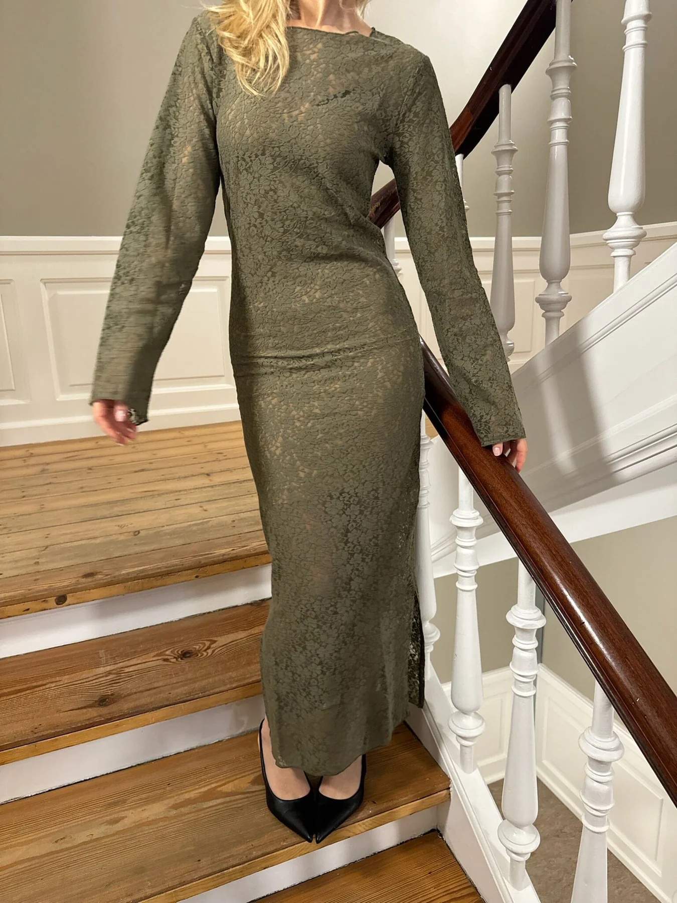 BYIC Leaic Lace Dress a army