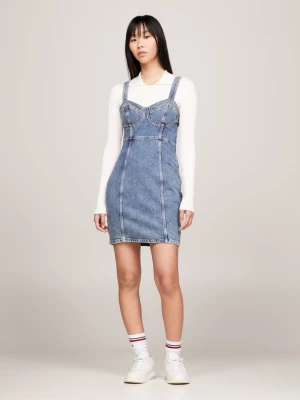 Vestido curto jeans justo estilo bustiê