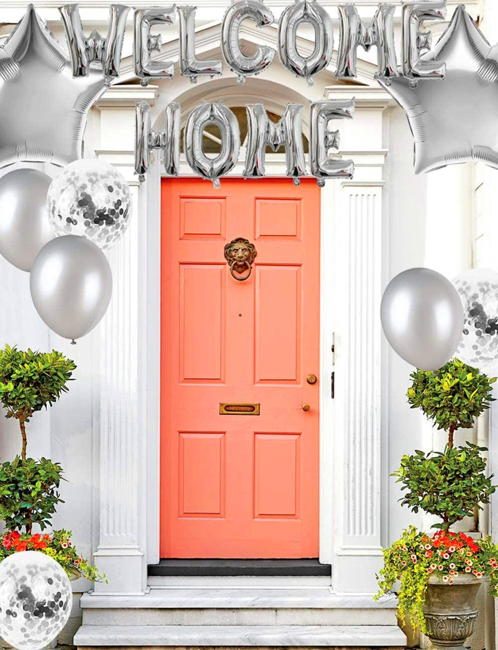 (25-tlg. Set) Welcome Home Ballon Girlande Party Deko   Latex Ballon mit Konfetti - Silber
