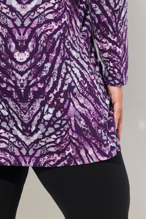 Longshirt, Schlangen, A-Linie, Rundhals, Langarm