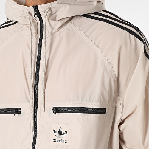 Coupe-Vent Zippé Capuche A Bandes Classics IM2107 Beige