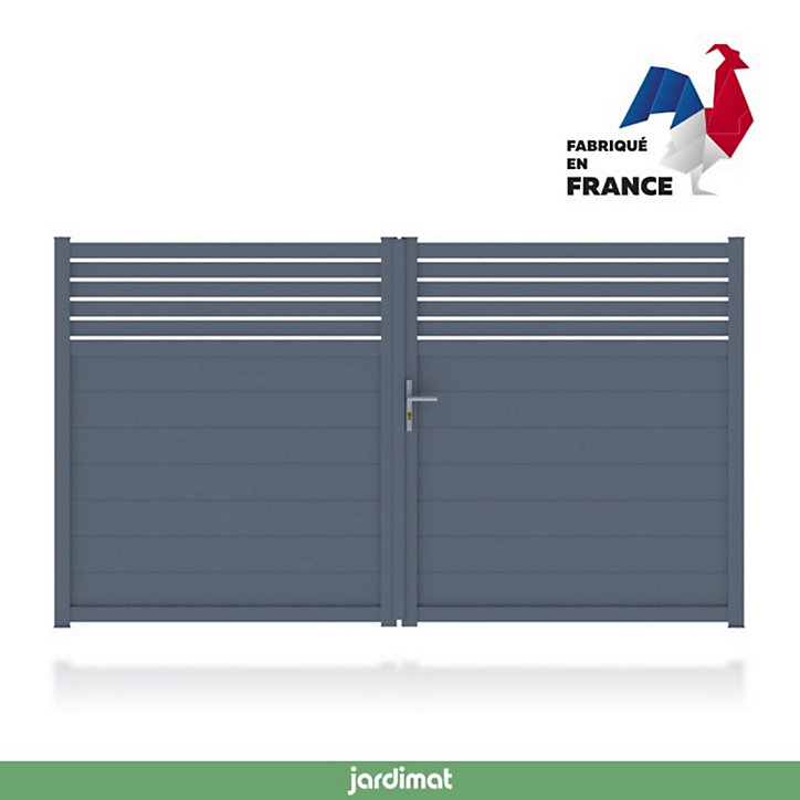 Portail Jardimat aluminium Wissant gris 7016 - 300 x h.159 cm