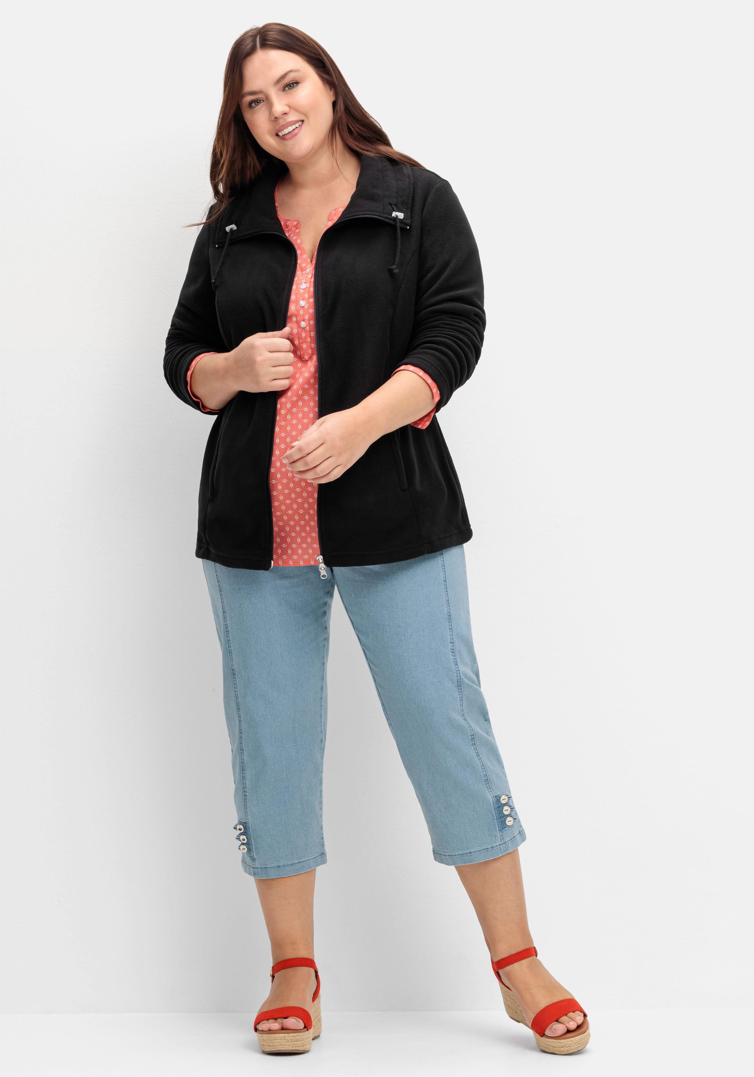 Fleecejacke mit Umlegekragen und 2-Wege-Zipper