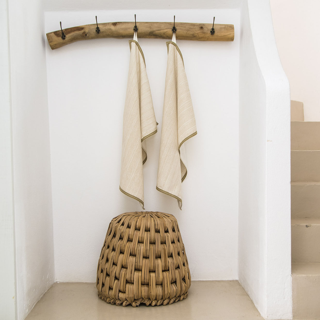 Febronie 2 Torchons en Coton Pinstripe sable - 50x75 cm