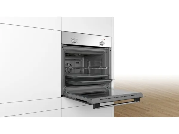 Bosch HBF010BR1S Serie | 2, Indbygningsovn, 60 x 60 cm, rustfrit stål