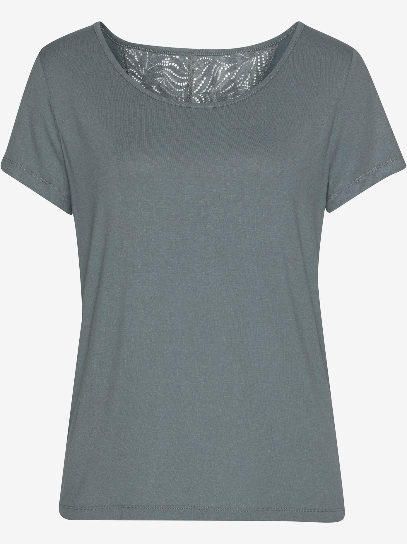 Haut de pyjama élégant t-shirt à manches courtes orné de détails en dentelle
