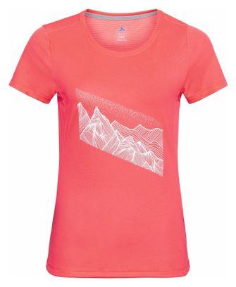 Maillot Manches Courtes Odlo F-Dry Print Rose Femme